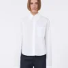 Cotton cropped shirt with pleated back, optical white Cotton cropped shirt with pleated back, optical white
