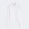 Cotton cropped shirt with pleated back, optical white Cotton cropped shirt with pleated back, optical white