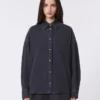 Cotton denim shirt, black