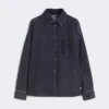 Cotton denim shirt, black