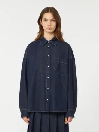 Cotton denim shirt, navy
