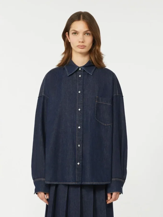 Cotton denim shirt, navy