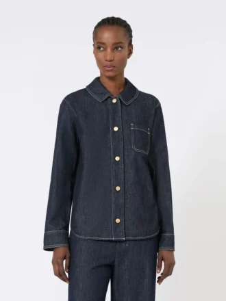 Cotton denim shirt, ultramarine