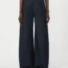 Cotton denim wide-leg jeans, navy Cotton denim wide-leg jeans, navy