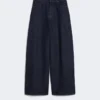 Cotton denim wide-leg jeans, navy Cotton denim wide-leg jeans, navy
