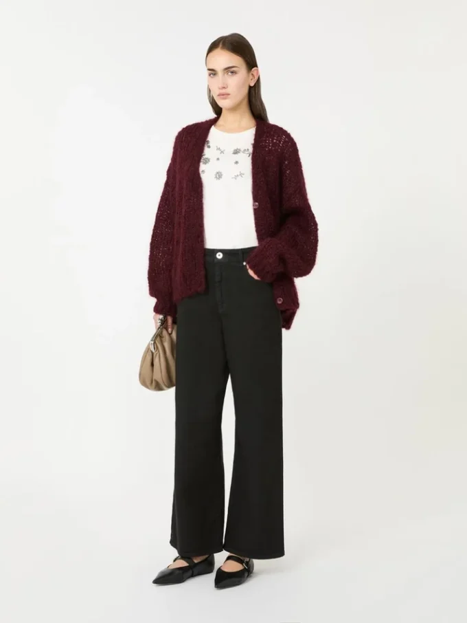 Cotton drill wide-leg trousers, black Cotton drill wide-leg trousers, black