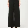 Cotton drill wide-leg trousers, black Cotton drill wide-leg trousers, black
