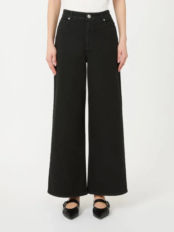 Cotton drill wide-leg trousers, black Cotton drill wide-leg trousers, black