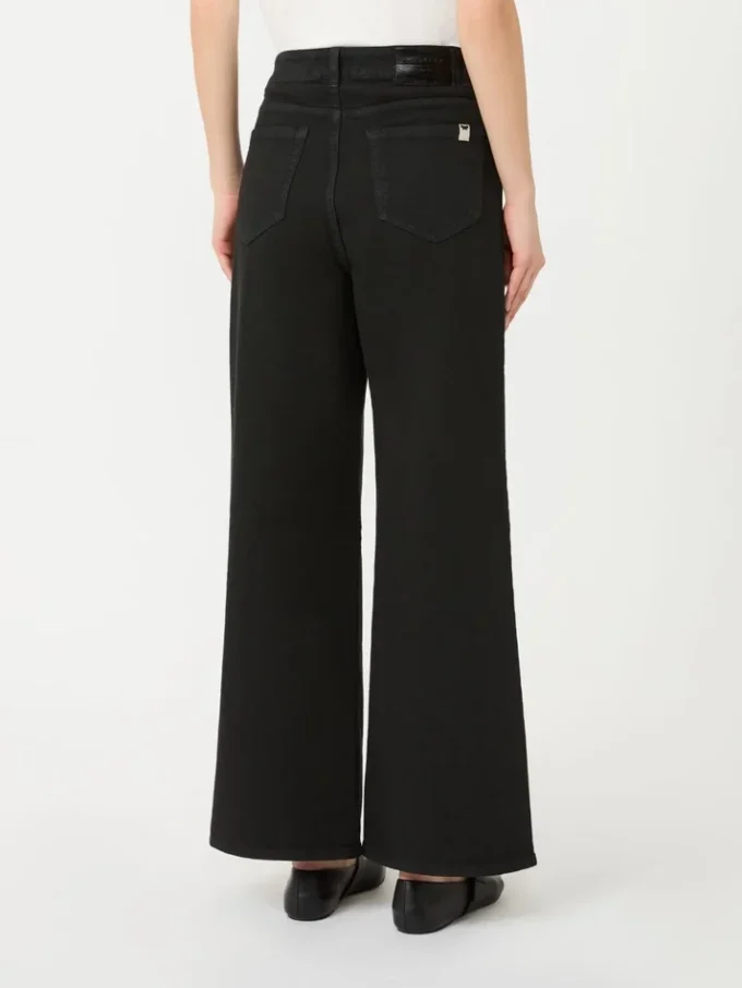 Cotton drill wide-leg trousers, black Cotton drill wide-leg trousers, black