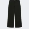Cotton drill wide-leg trousers, black Cotton drill wide-leg trousers, black