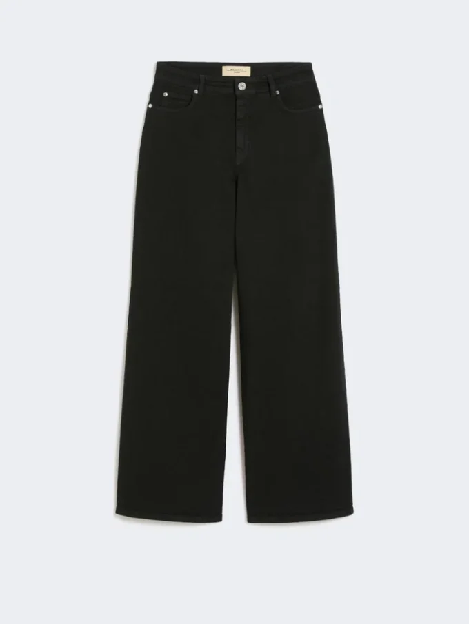 Cotton drill wide-leg trousers, black Cotton drill wide-leg trousers, black
