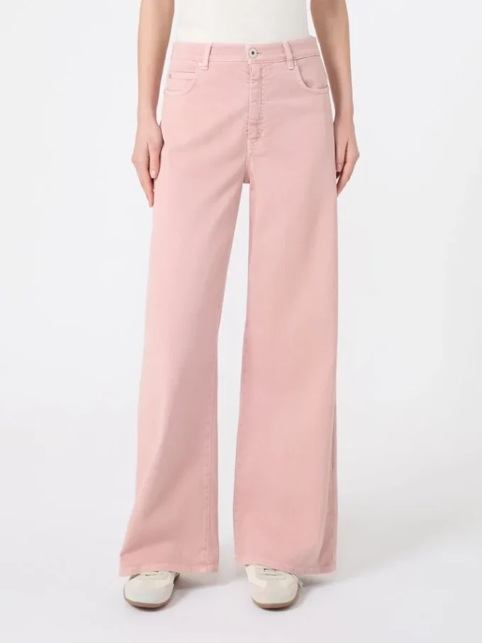 Cotton drill wide-leg trousers, pink Cotton drill wide-leg trousers, pink