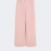 Cotton drill wide-leg trousers, pink Cotton drill wide-leg trousers, pink