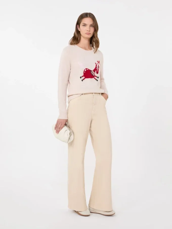Cotton drill wide-leg trousers, sand Cotton drill wide-leg trousers, sand