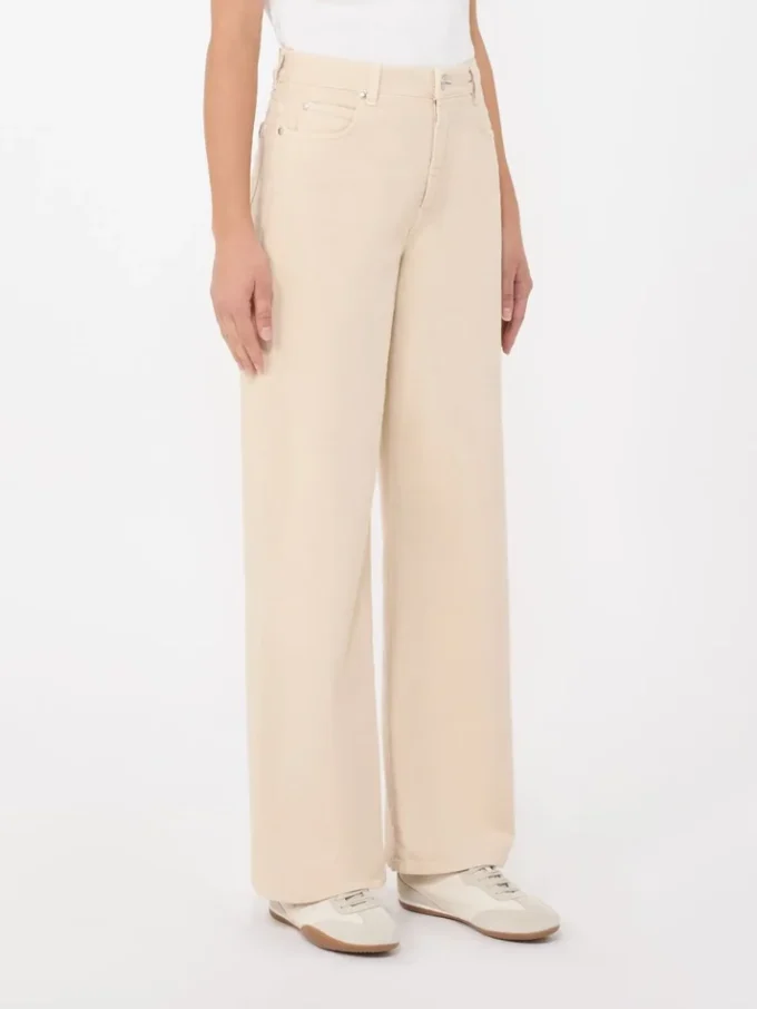 Cotton drill wide-leg trousers, sand Cotton drill wide-leg trousers, sand