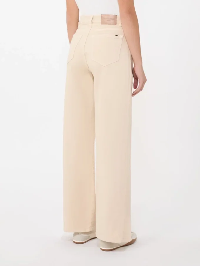Cotton drill wide-leg trousers, sand Cotton drill wide-leg trousers, sand