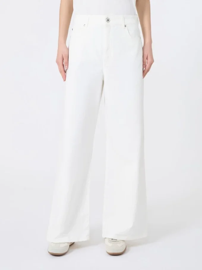Cotton drill wide-leg trousers, white Cotton drill wide-leg trousers, white