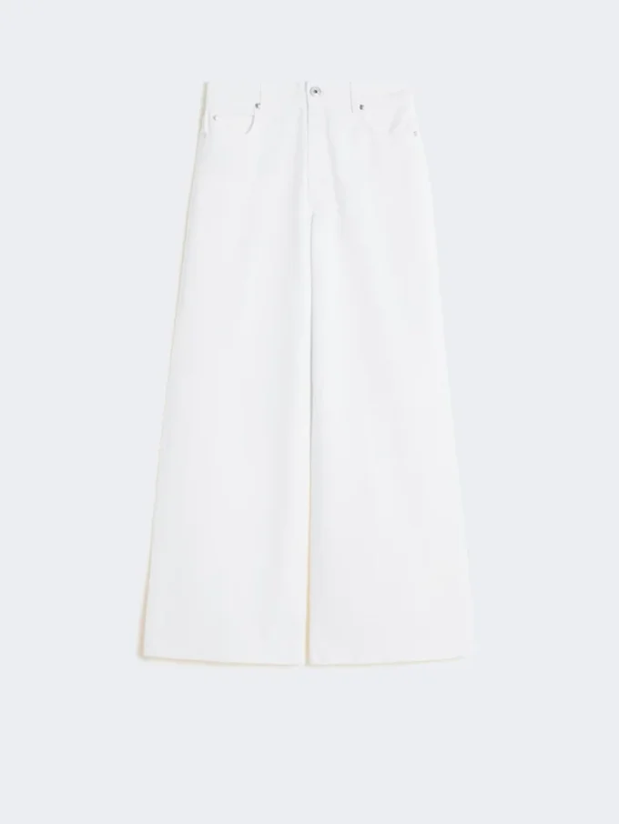 Cotton drill wide-leg trousers, white Cotton drill wide-leg trousers, white