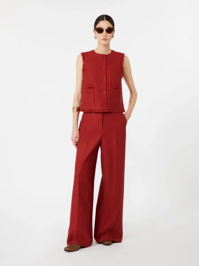 Cotton gabardine jersey trousers, red Cotton gabardine jersey trousers, red