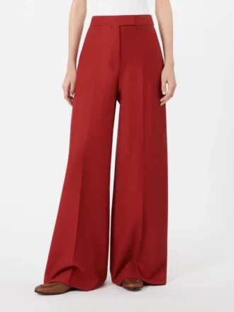 Cotton gabardine jersey trousers, red