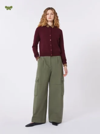 Cotton gabardine trousers, dark green