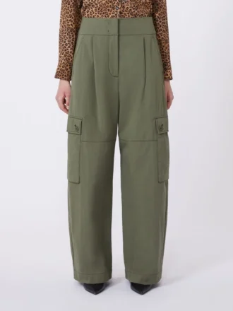 Cotton gabardine trousers, dark green