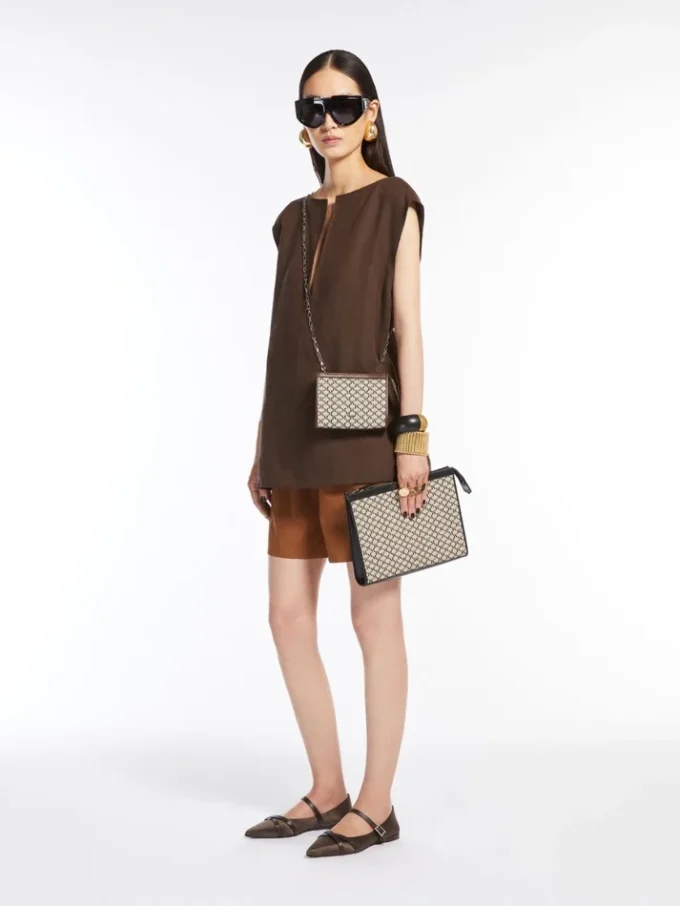 Cotton jacquard extra small pouch, black