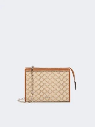 Cotton jacquard extra small pouch, hazelnut brown