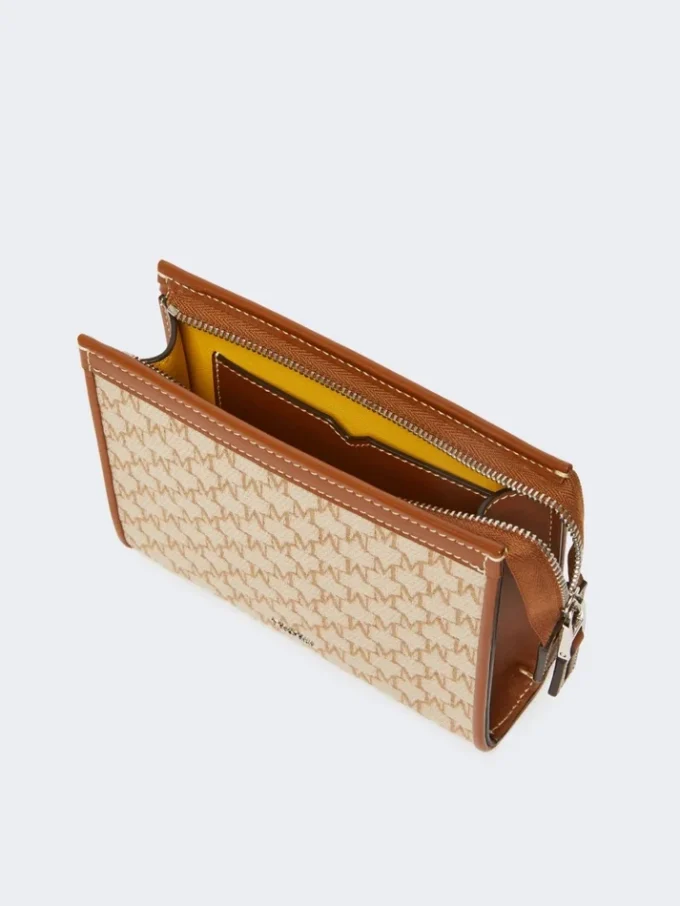 Cotton jacquard extra small pouch, hazelnut brown