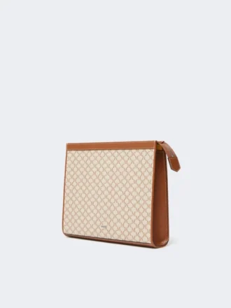 Cotton jacquard medium pouch, hazelnut brown