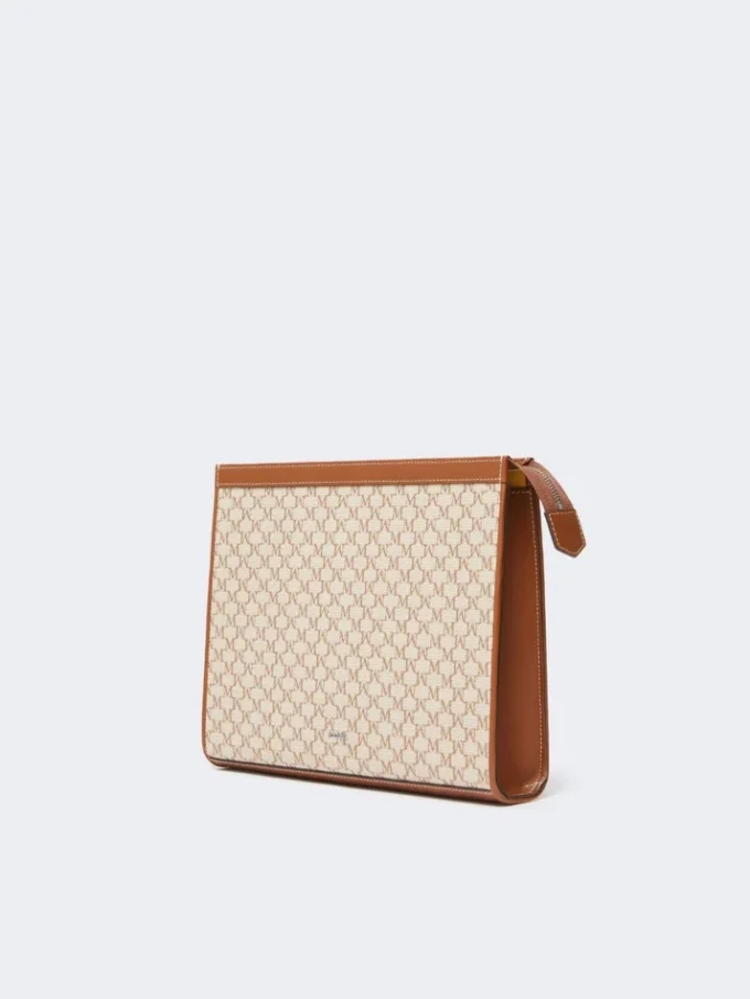 Cotton jacquard medium pouch, hazelnut brown