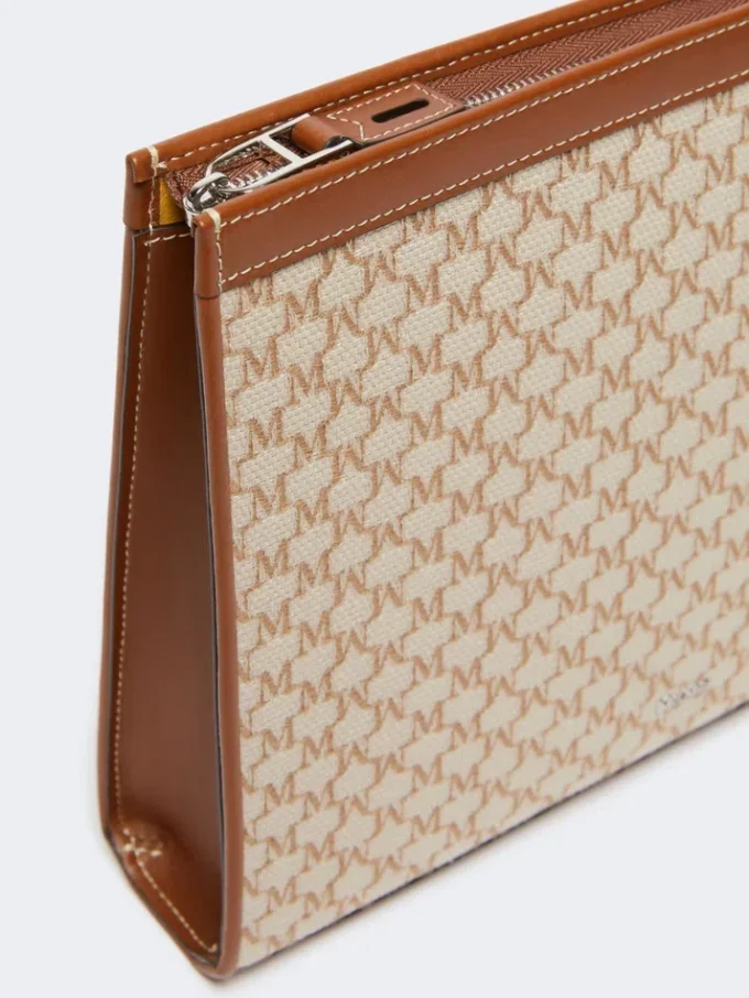 Cotton jacquard medium pouch, hazelnut brown