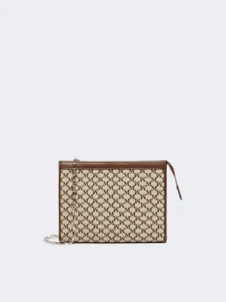 Cotton jacquard small pouch, black