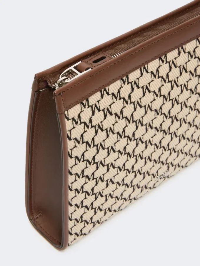 Cotton jacquard small pouch, black