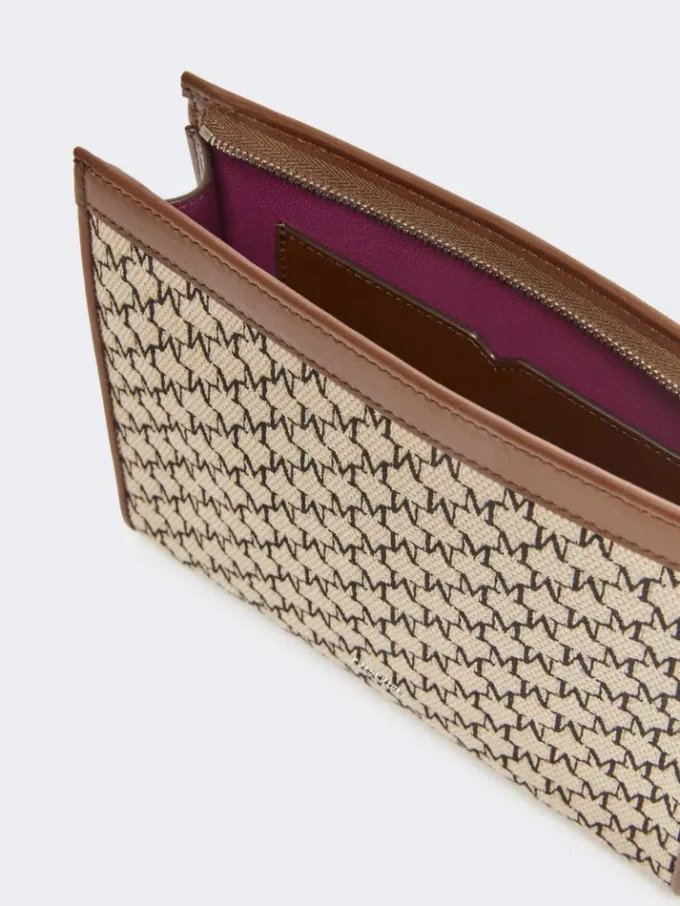 Cotton jacquard small pouch, black