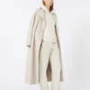 Long wool coat with half-belt detail, sand Long wool coat with half-belt detail, sand