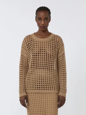 Cotton mesh jumper, desert