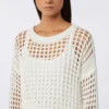 Cotton mesh jumper, optical white Cotton mesh jumper, optical white