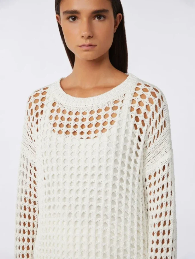 Cotton mesh jumper, optical white Cotton mesh jumper, optical white