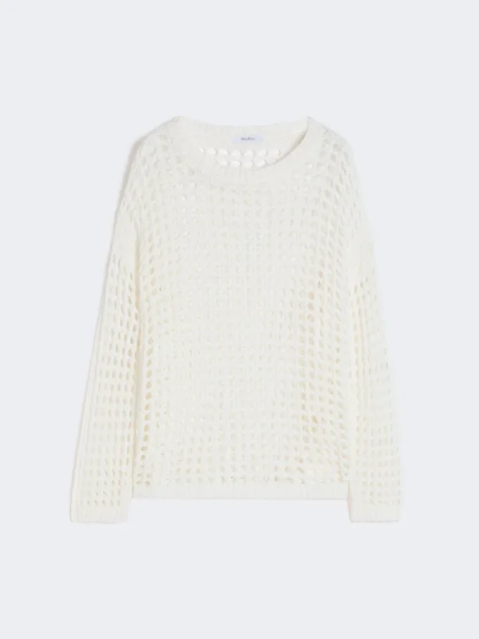 Cotton mesh jumper, optical white Cotton mesh jumper, optical white