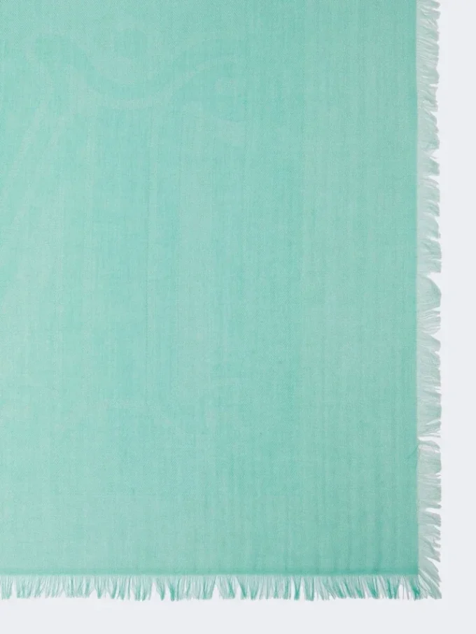 Cotton, modal and cashmere jacquard shawl, pastel green Cotton, modal and cashmere jacquard shawl, pastel green