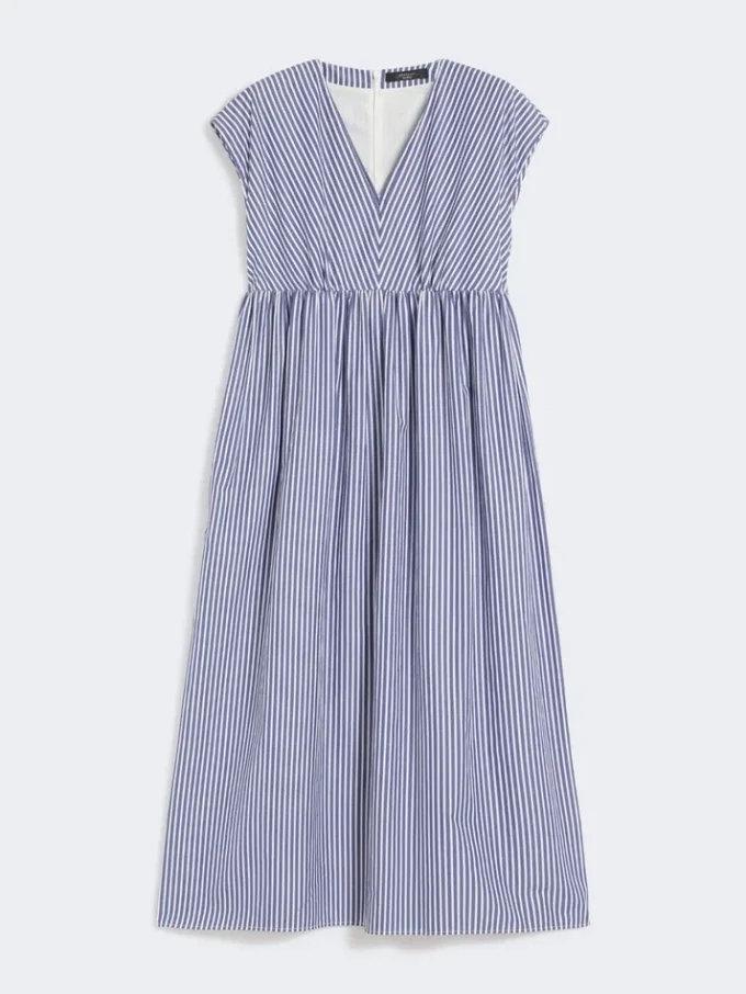 Cotton-poplin a-line dress, navy