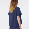 Cotton poplin crew-neck shirt, navy Cotton poplin crew-neck shirt, navy