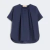 Cotton poplin crew-neck shirt, navy Cotton poplin crew-neck shirt, navy