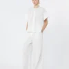 Cotton poplin crew-neck shirt, white Cotton poplin crew-neck shirt, white