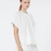 Cotton poplin crew-neck shirt, white Cotton poplin crew-neck shirt, white