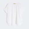 Cotton poplin crew-neck shirt, white Cotton poplin crew-neck shirt, white