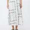 Cotton-poplin midi skirt, white