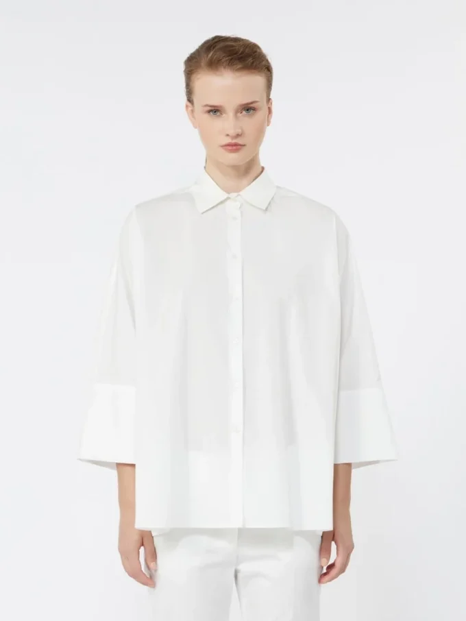 Cotton poplin oversize shirt, white