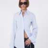 Cotton poplin shirt, avio